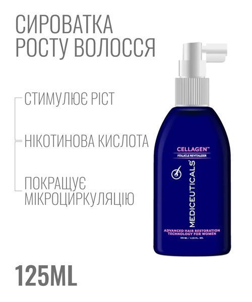 Mediceuticals&nbsp;Cellagen&nbsp;125 мл Сироватка для росту волосся і здоров'я шкіри голови з нікотиновою кислотою, стимуляція росту волосся 36961 фото