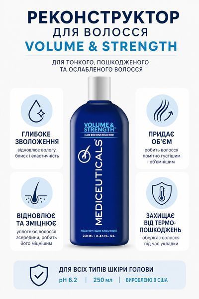 Реконструктор для волос Mediceuticals Volume & Strength 250мл для тонких поврежденных ослабленных волос восста 37001 фото