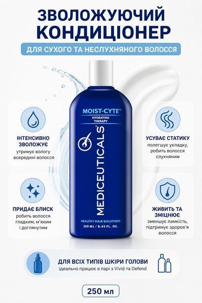 Кондиціонер для волосся Mediceuticals Moist-Cyte 250 мл зволожувальний для сухого неслухняного волосся поживний незмивний блиск 37003 фото